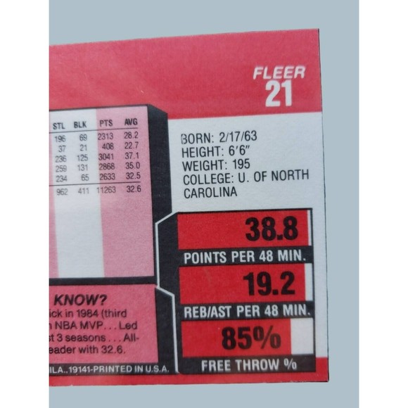 1989-90 Fleer Michael Jordan Basketball Card #21 Chicago Bulls - Picture 9 of 12